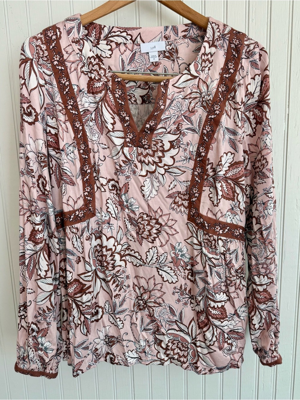 J. Jill Blush and Mauve Floral Blouse XS